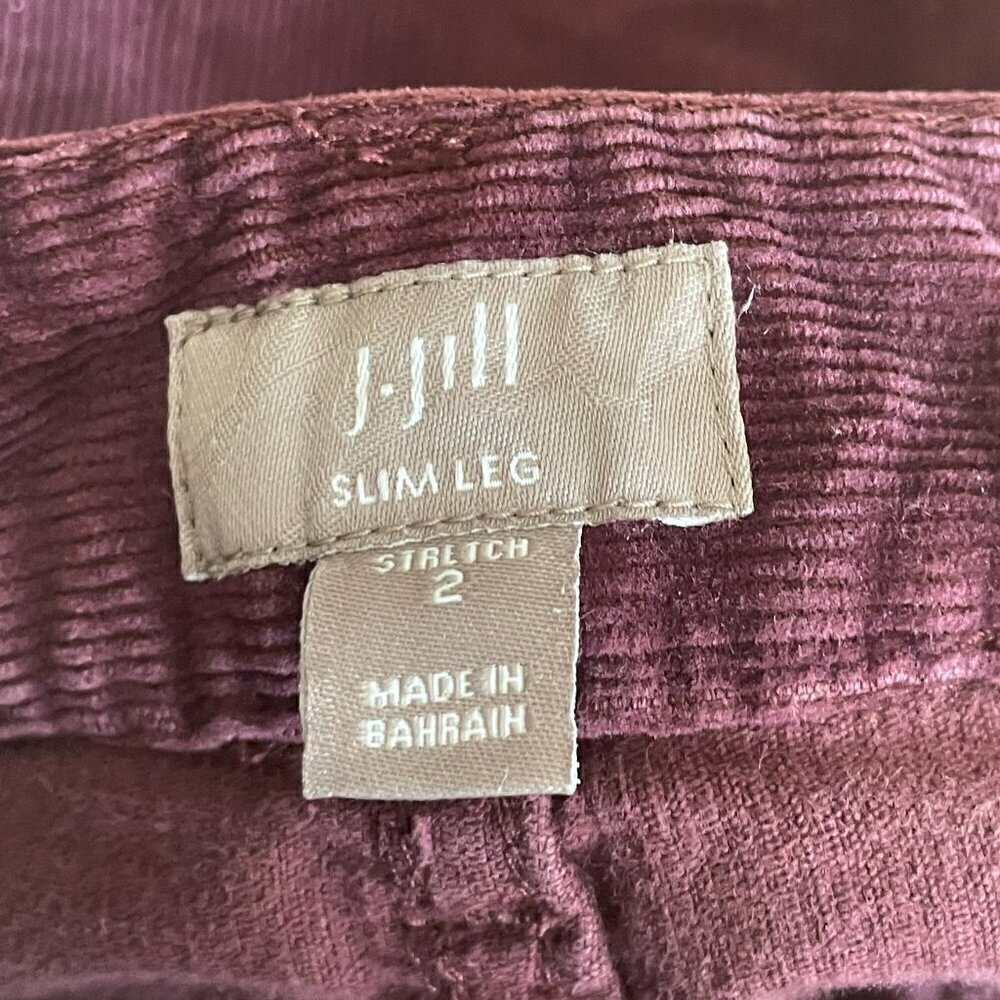 J Jill Burgundy Corduroy Pants Size 2 Slim Straight Leg - Picture 8 of 10